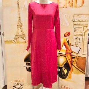 Fuchsia maxi dress with long sleeves